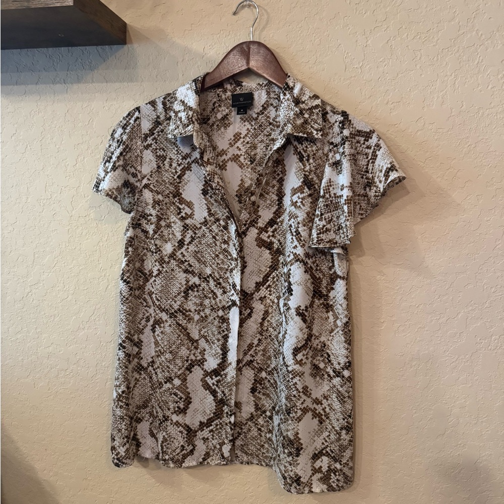 Worthington Brown and Cream Casual Button Down Shirt